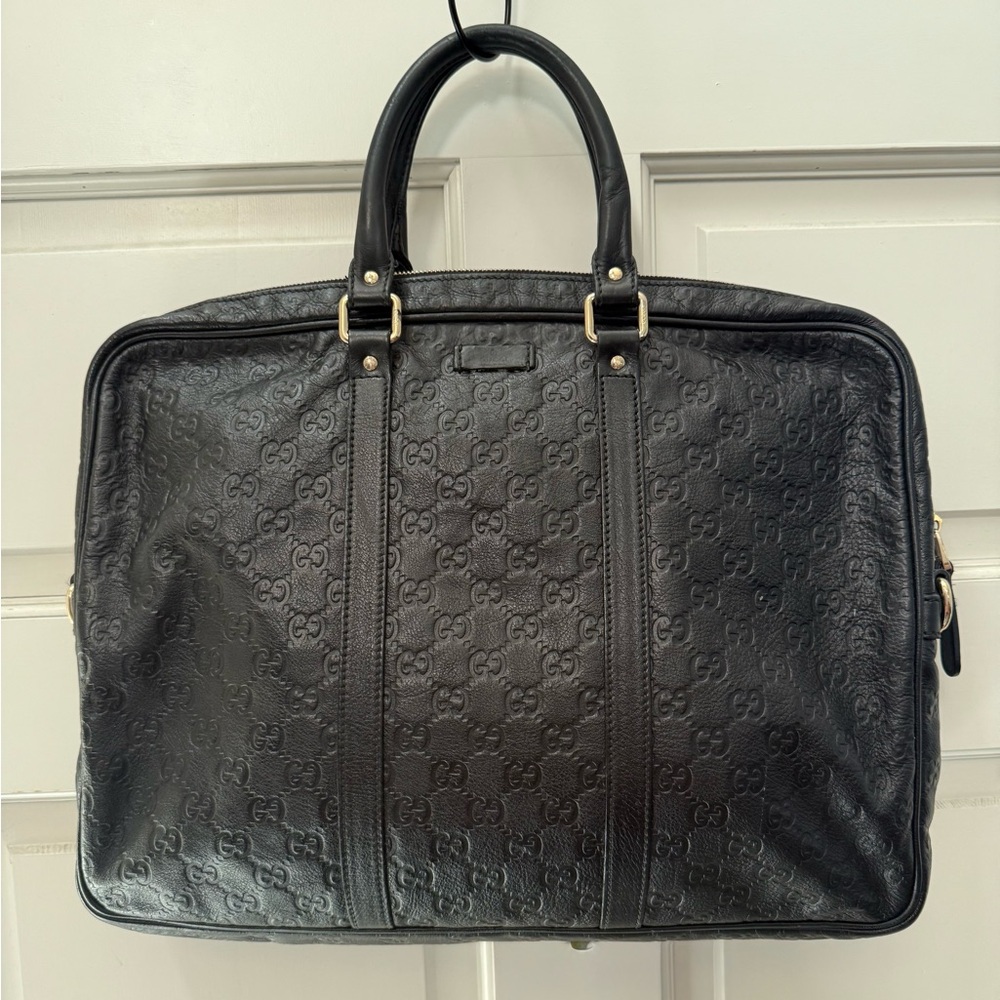 Gucci Black Leather Unisex Briefcase Bag